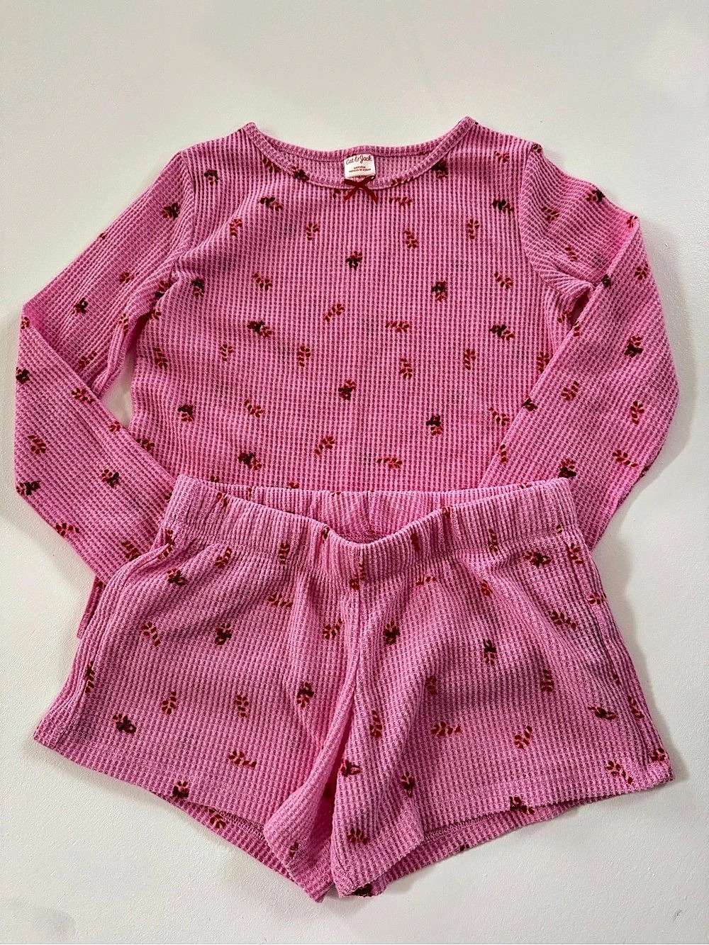 Cat & Jack Girls Floral Pajama Set Pink Size 10/12 Like New
